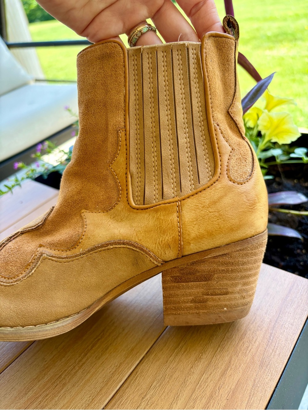 Mi.iM Tan Suede Western-Inspired Ankle Boots - Picture 6 of 6